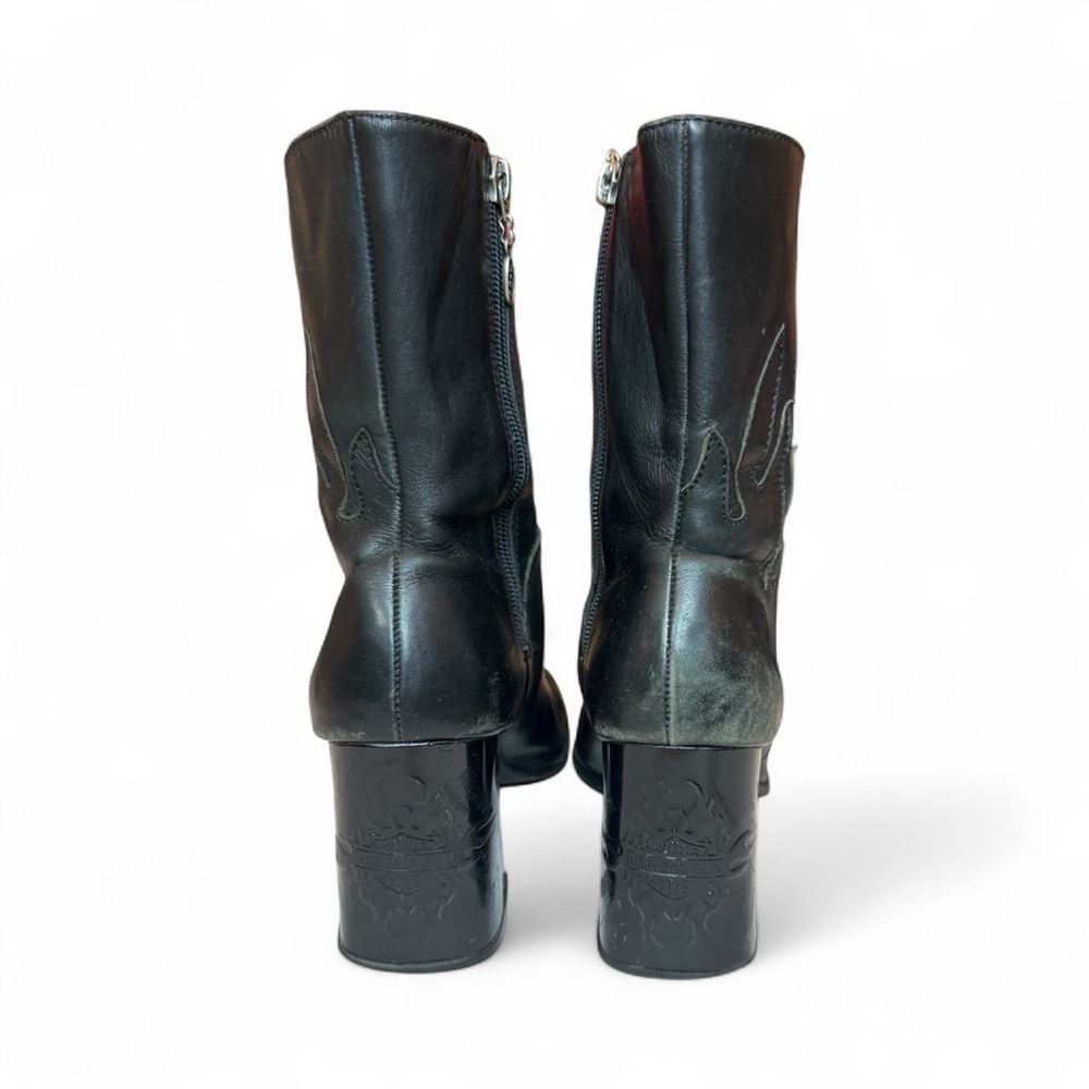 VTG Harley Davidson Flame Embossed Leather Biker Boots Made in Brazil Size 7 - Picture 3 of 14